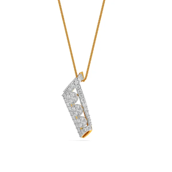 Gold Classic Triangular Lab Diamonds Pendant - Image 2
