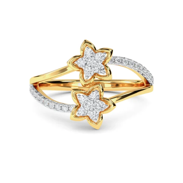 Gold Lab Diamond-Encrusted Stars Engagement Ring