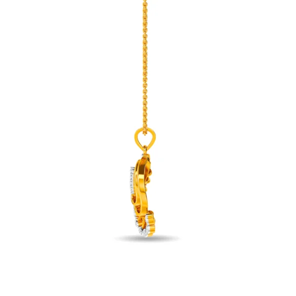 Gold Diamond Peacock Feather Pendant - Image 3