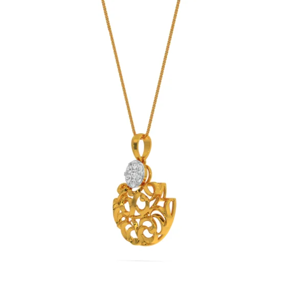 Gold Lab Diamond Radiant Lotus Blossom Pendant - Image 2