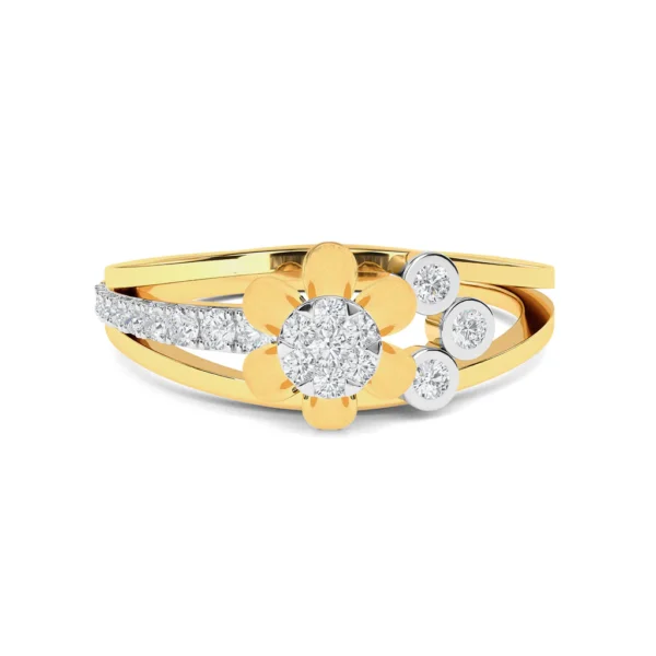 Gold Flower Style Lab Diamond Ring for Engagement - Image 3