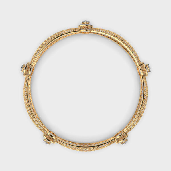 Ornate Mesh Gold Diamond Bangle - Image 2