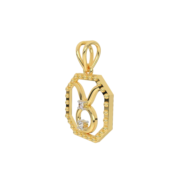 Taurus Zodiac Sun Sign Gold Diamond Pendant - Image 2
