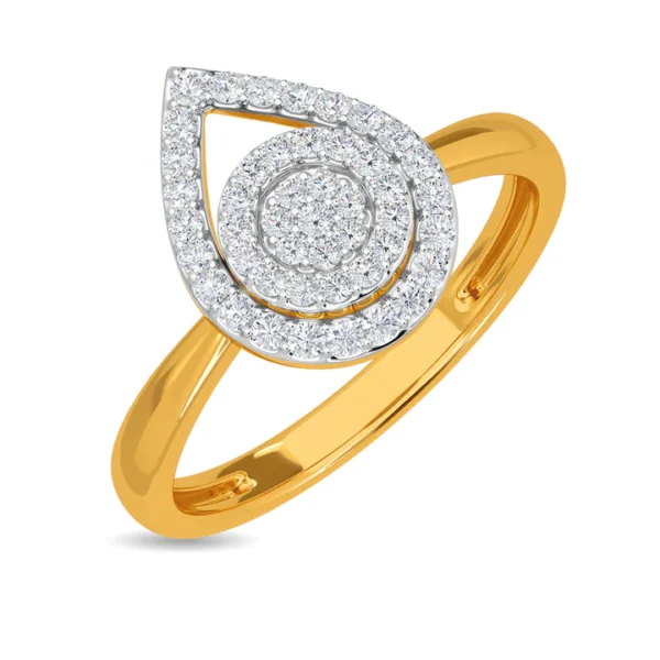 Gold Alluring Drop Lab Diamond Finger Ring