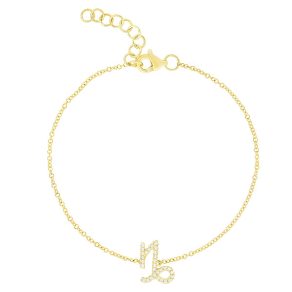 Gold Lab Diamond Capricorn Zodiac Sign Bracelet