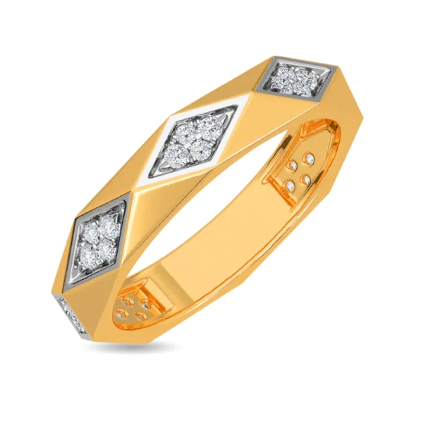 Gold Lab Diamond Geometric Design with Modern Twist Ring