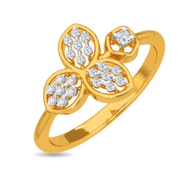 Gold Lab Diamond Sparkling Fortune Clover Ring