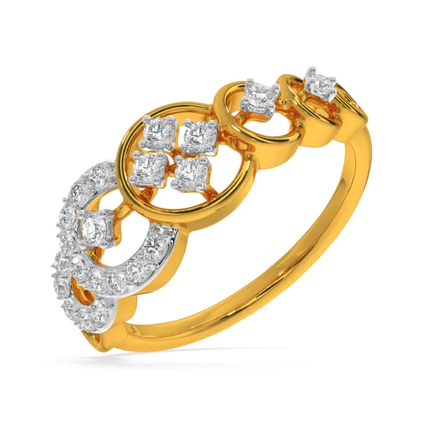 Gold Elegant Interlocking Circles Floral Lab Diamond Ring