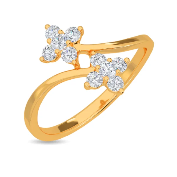 Gold Elegantly Wrapping Floral Lab Diamonds Ring