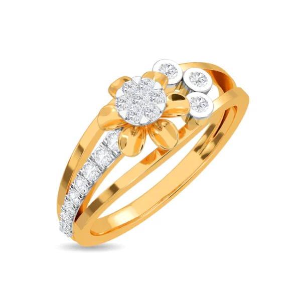 Gold Flower Style Lab Diamond Ring for Engagement