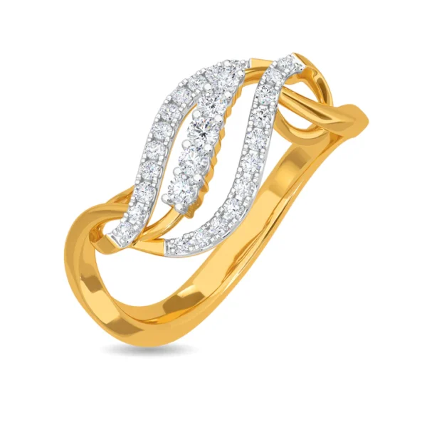 Gold Flowing Curves Lab Diamond-Embellished Band Ring