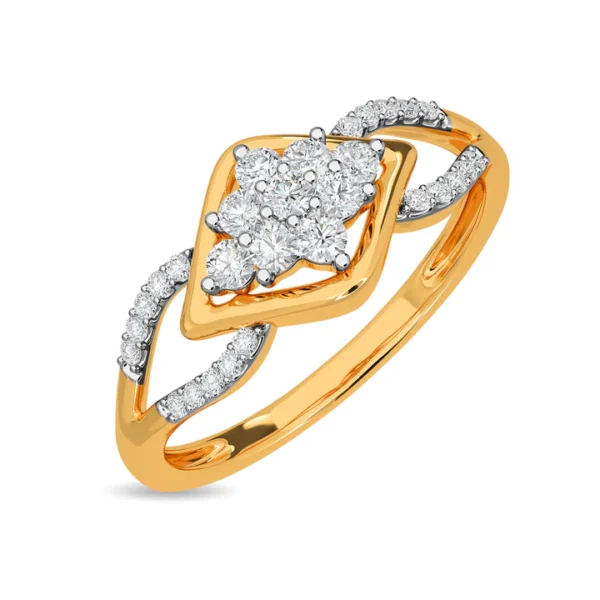 Gold Modern Twisted Elegance Lab Diamond Cluster Ring