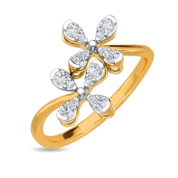 Floral Motif Adorned with Pear-Shaped Lab Diamonds Ring
