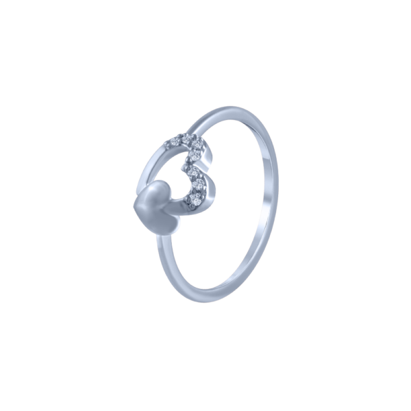 18KT White Gold Diamond Hearts Ring for Women - Image 4