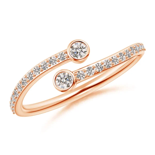 Bezel-Set Double Lab Diamond Bypass Ring