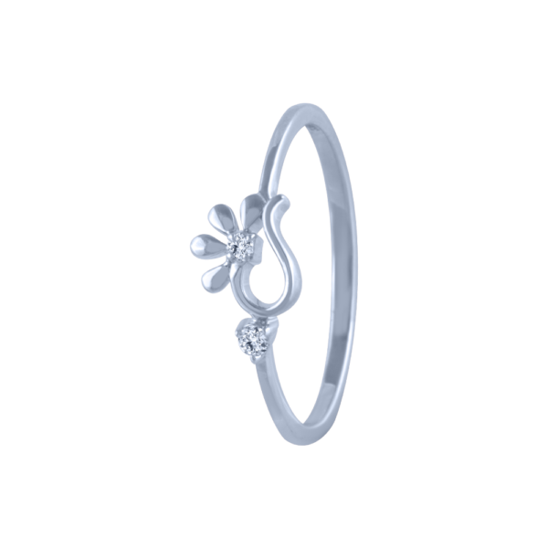 Elegant Floral White Gold Lab Diamonds Ring