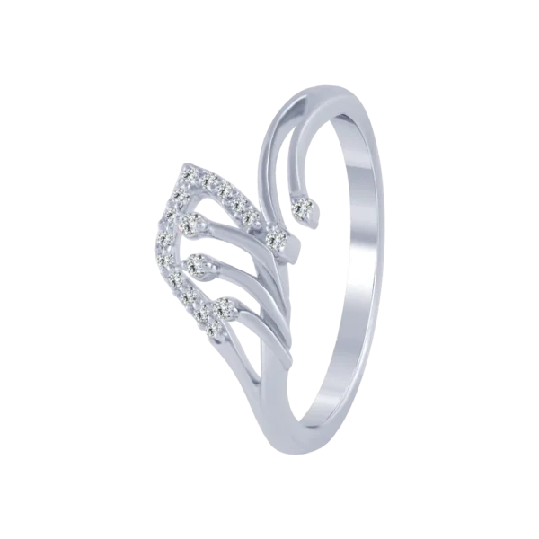 Elegant Gold Leaf-Patterned Ring with Lab Diamond Accents