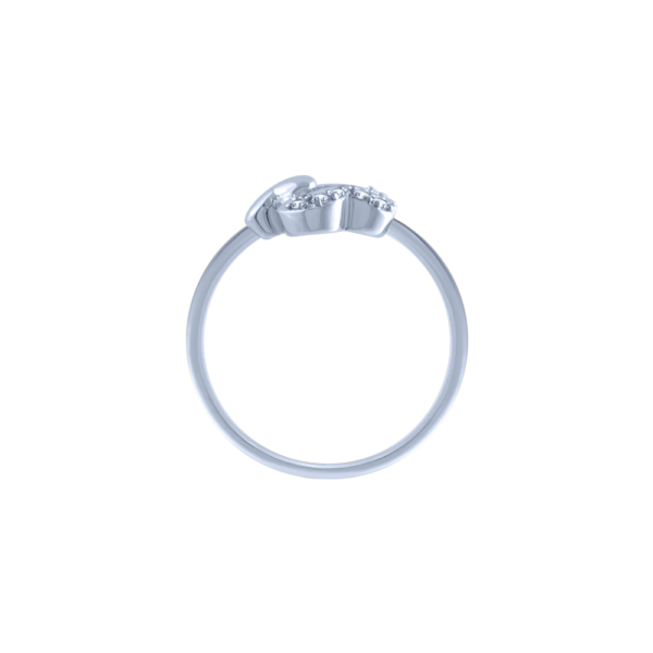 18KT White Gold Diamond Hearts Ring for Women - Image 3