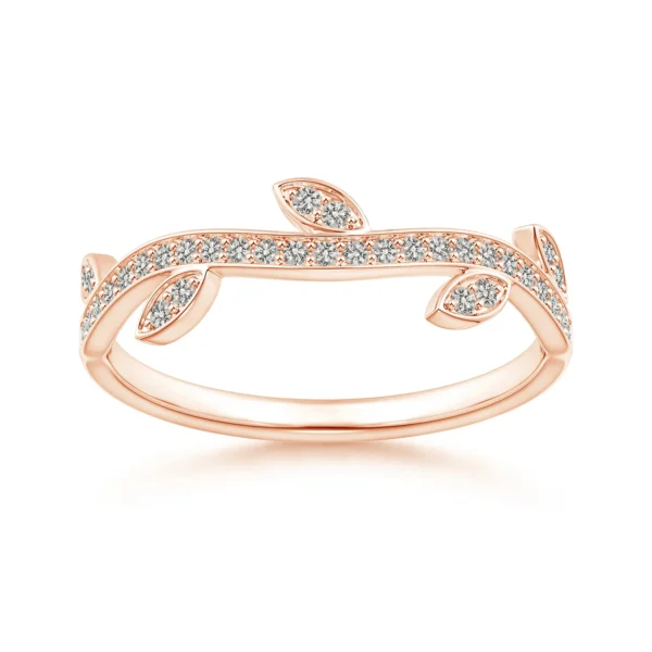 Lab Diamond Vine and Leaf Curved Wedding Band