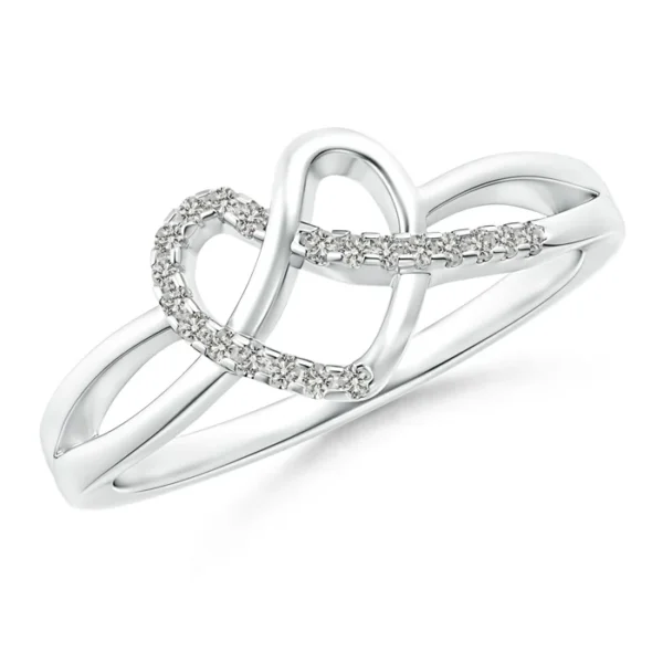 Pave-Set Lab Diamond Knotted Heart Ring