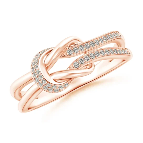 Pave-Set Lab Diamond Split Infinity Knot Ring