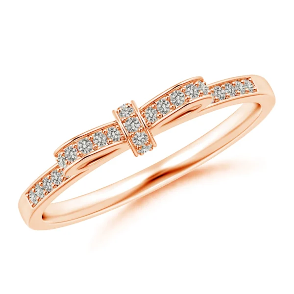 Rose Gold Pave-Set Lab Diamond Bow Tie Ring
