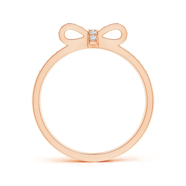 Rose Gold Pave-Set Lab Diamond Bow Tie Ring - Image 3