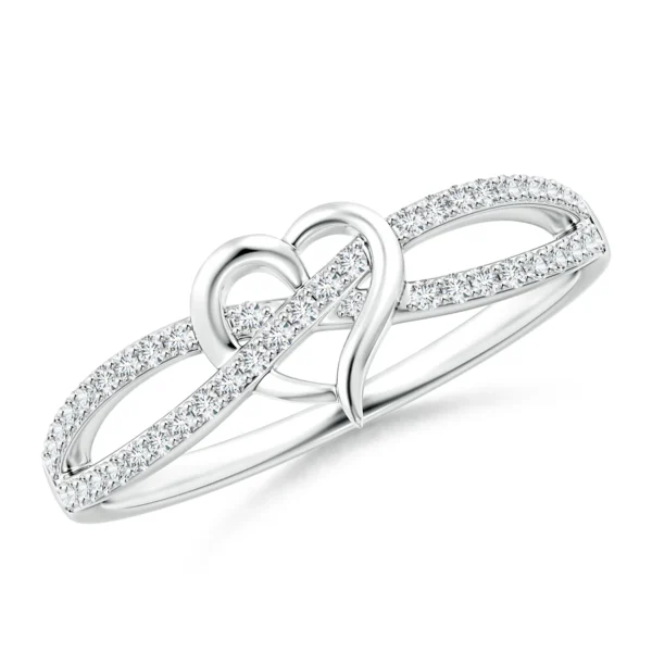 Round Lab Diamond Criss Cross Heart Promise Ring