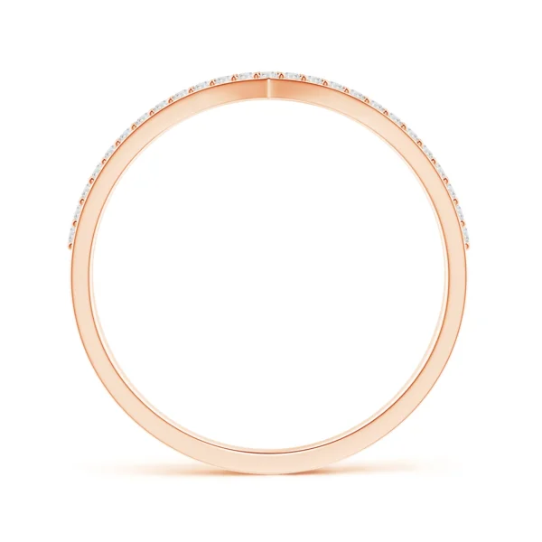 Round Lab Diamond Twin Row Chevron Wedding Band - Image 3