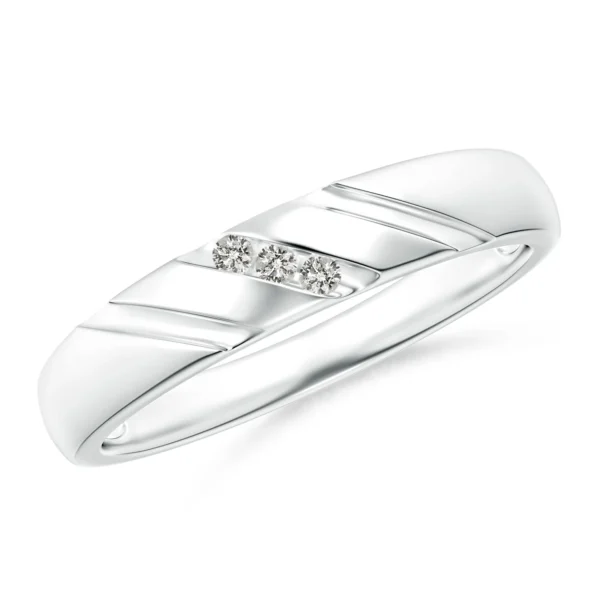 Triple-Ribbed Channel Set Lab Diamond Wedding Band for Her