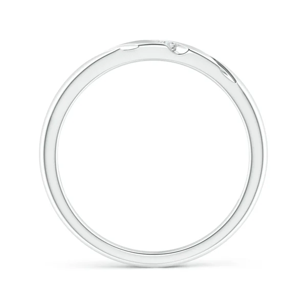 Triple-Ribbed Channel Set Lab Diamond Wedding Band for Her - Image 3