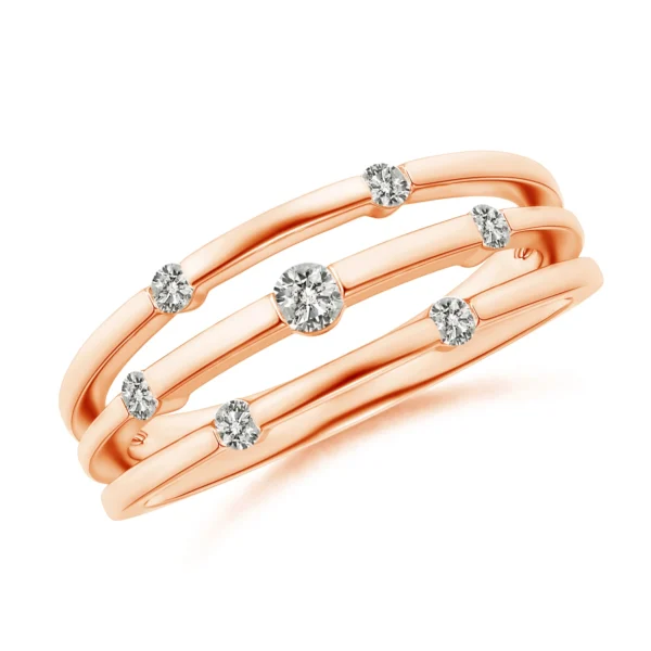 Triple Row Dotted Lab Diamond Orbit Ring