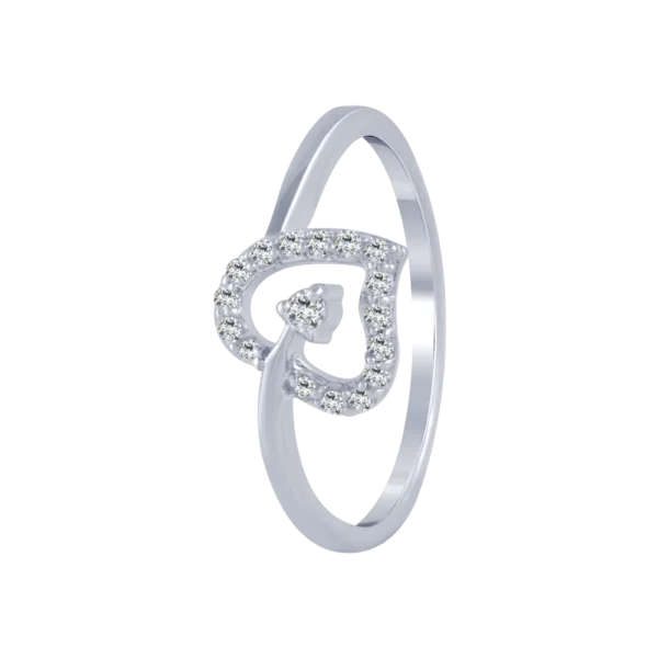 White Gold Lab Diamond Modern Sparkle Heart Ring