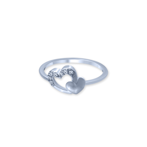 18KT White Gold Diamond Hearts Ring for Women