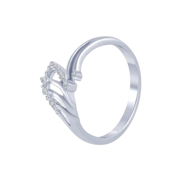 Elegant Gold Leaf-Patterned Ring with Lab Diamond Accents - Image 4