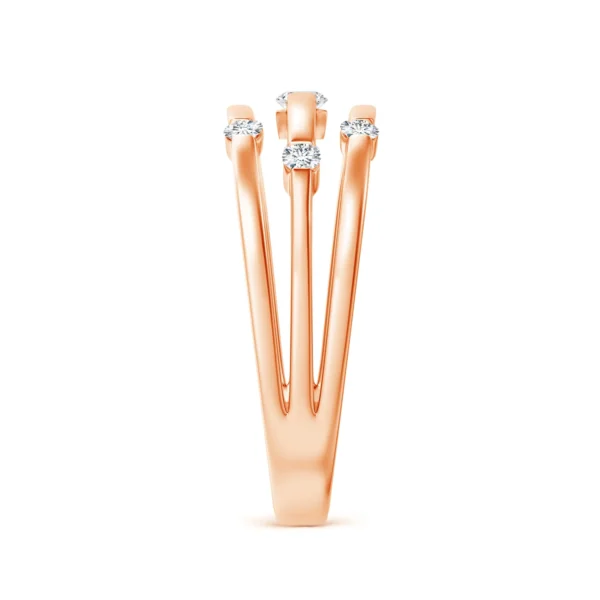 Triple Row Dotted Lab Diamond Orbit Ring - Image 4