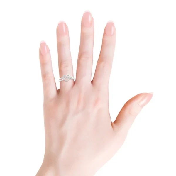 Pave-Set Lab Diamond Knotted Heart Ring - Image 2