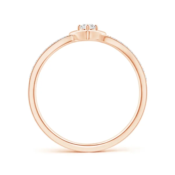 Twist Shank Open Heart Round Gold Lab Diamond Promise Ring - Image 3