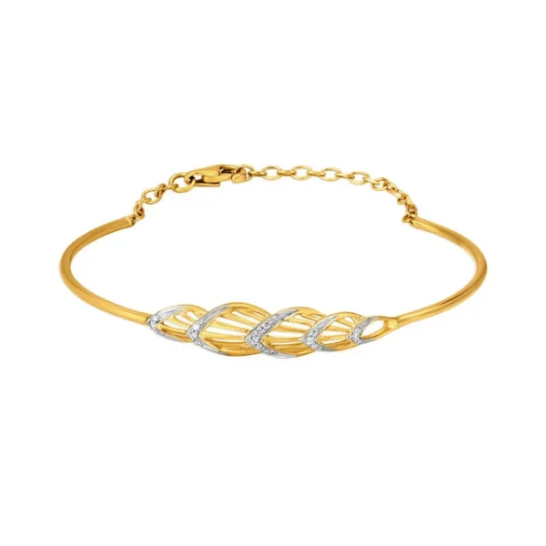 14KT Yellow Gold Lab Diamond Oval Bangle With Teardrop Design