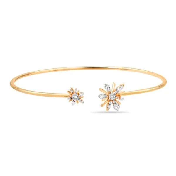 14kt Yellow Gold Blooming Lab Diamond Bangle - Image 4