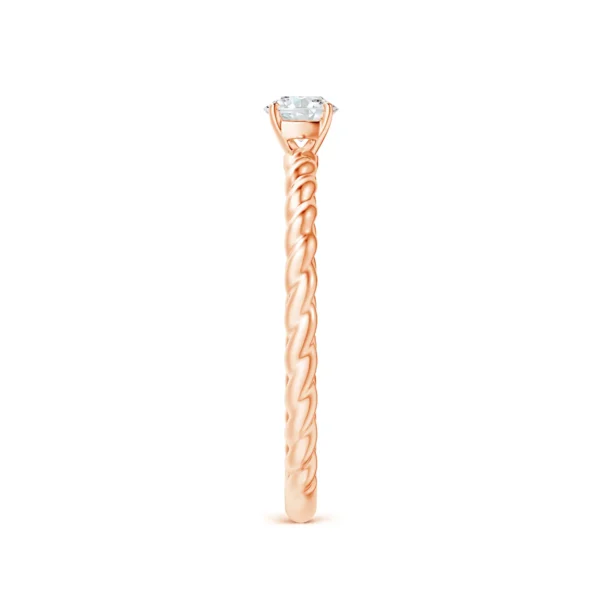 Rose Gold Twisted Shank Round Lab Diamond Solitaire Engagement Ring - Image 4