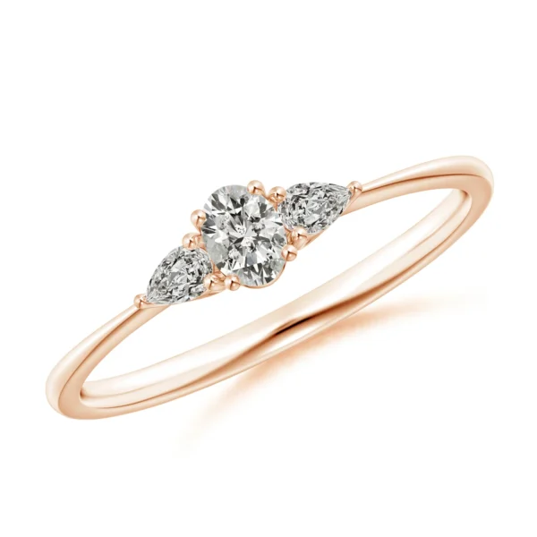 Buy Oval Pear-Shaped Lab Diamond Three Stone Ring
