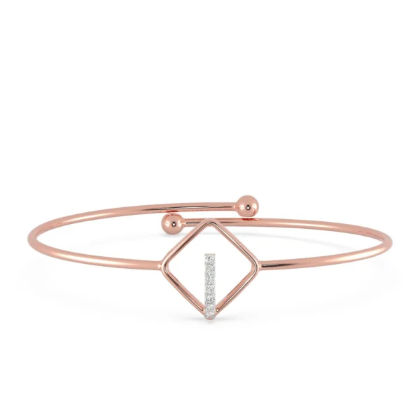 Geometric Rose Gold Bangle with Diamond Accent