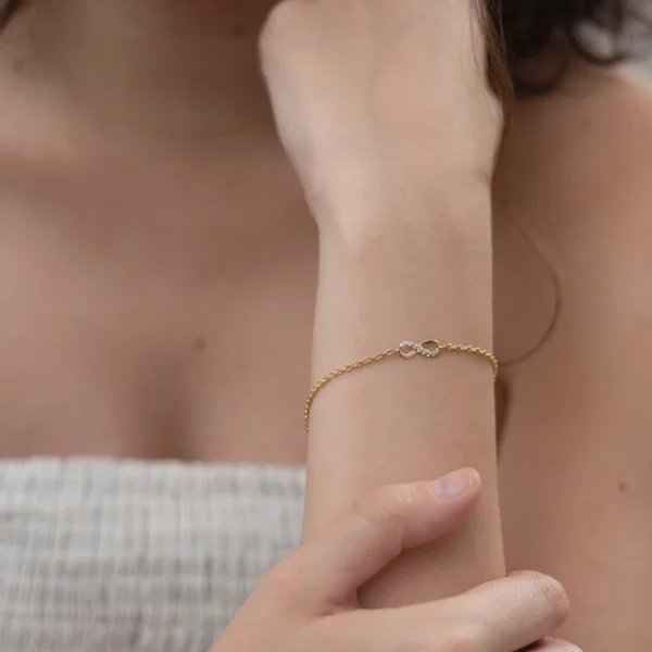 14KT Rose Gold Lab Diamond Infinity Chain Bracelet - Image 2