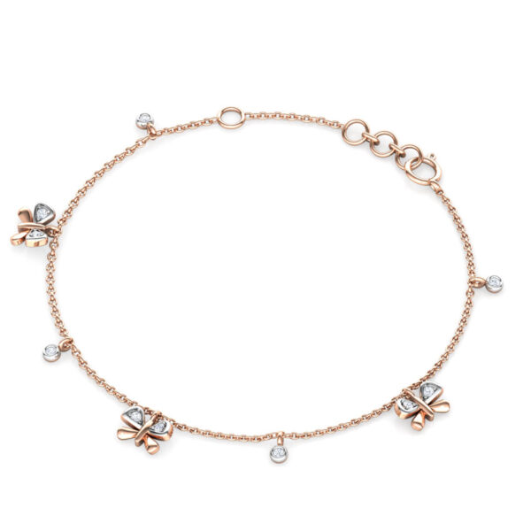 Lab Diamond Gold Butterfly Charm Bracelet - Image 2