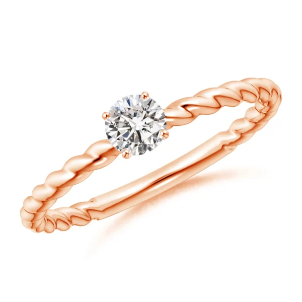 Rose Gold Twisted Shank Round Lab Diamond Solitaire Engagement Ring