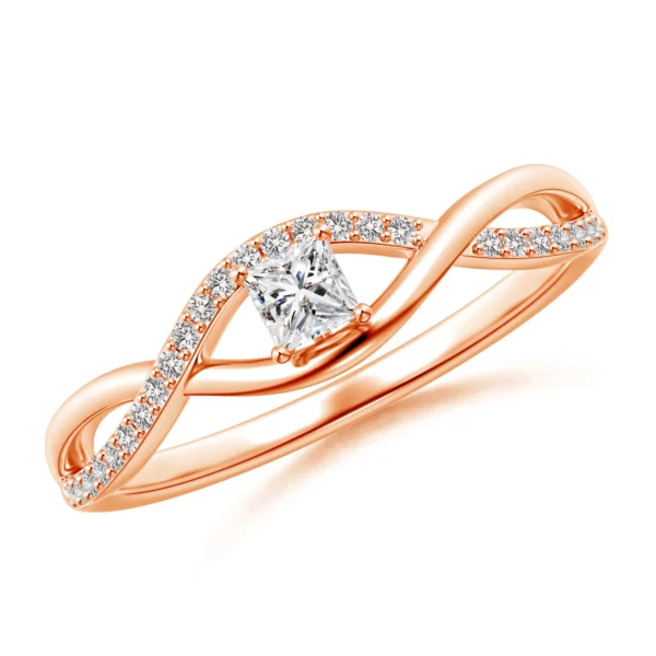 Solitaire Princess-Cut Lab Diamond Infinity Swirl Promise Ring