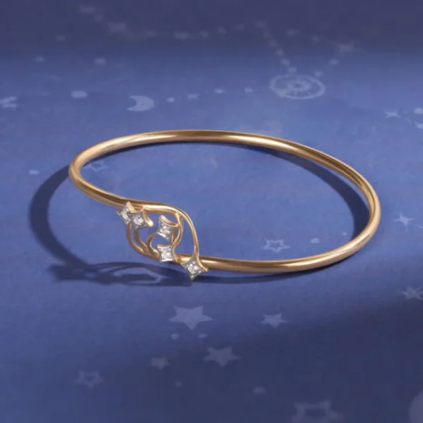 Twinkling Stars 14KT Diamond Bangle - Image 3