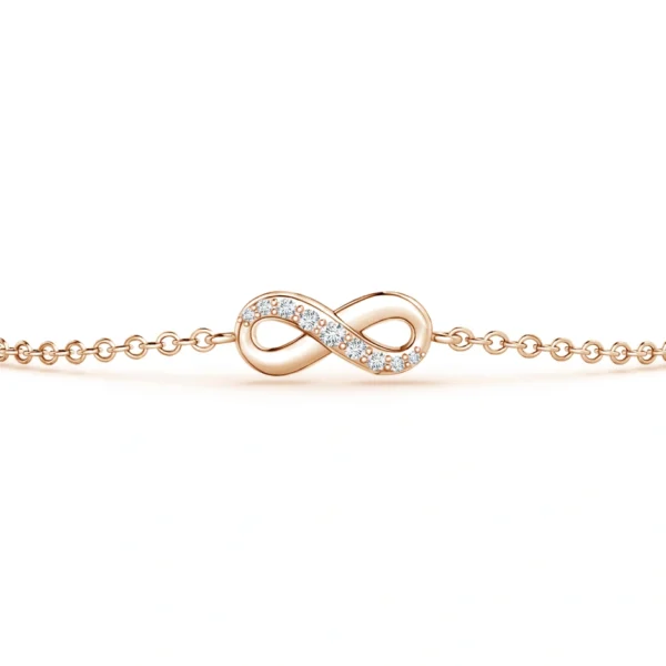 14KT Rose Gold Lab Diamond Infinity Chain Bracelet - Image 4