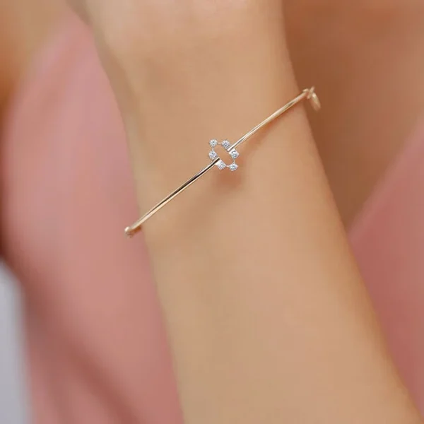 14KT Yellow Gold Radiant Reflections Lab Diamond Bangle - Image 2